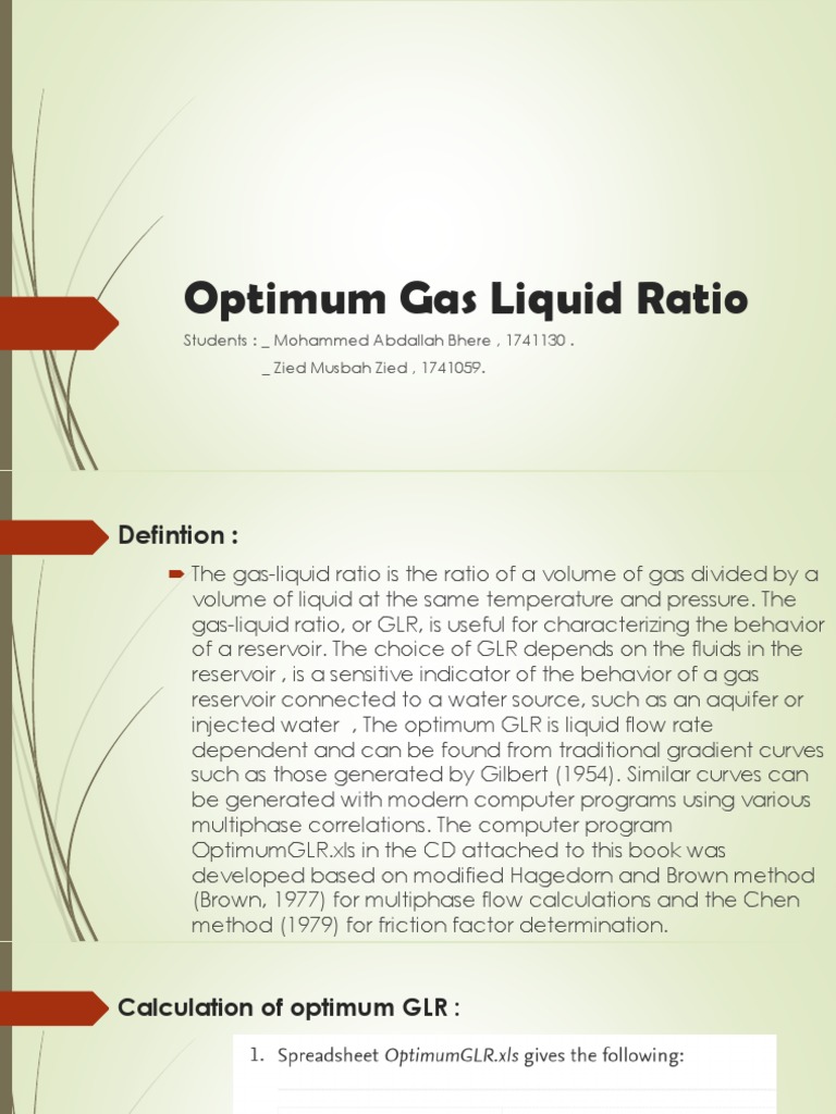 Optimum Gas Liquid Ratio PDF