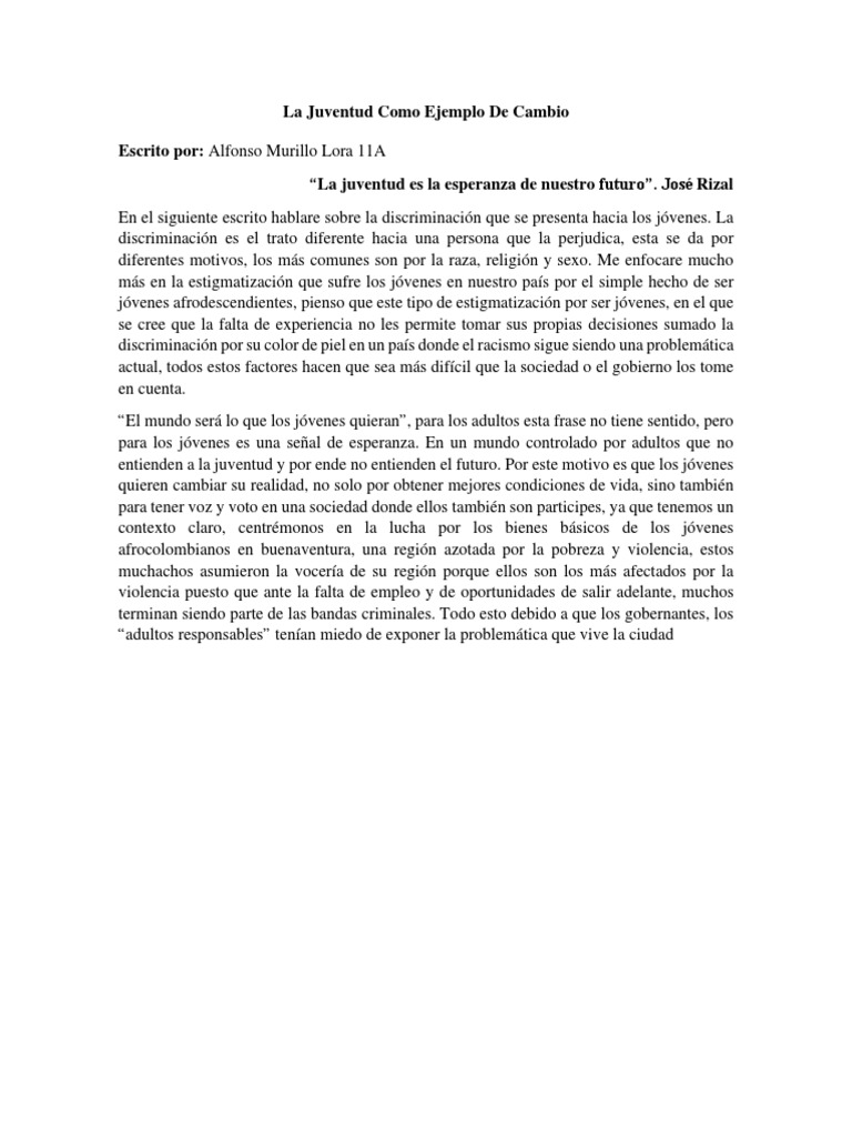 La Juventud Como Ejemplo de Cambio | PDF