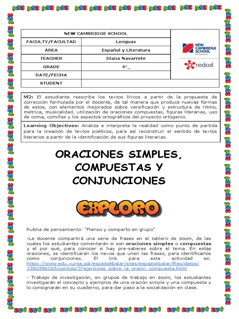 Oraciones Simples y Compuestas en Clase | PDF | Oración (Lingüística ...