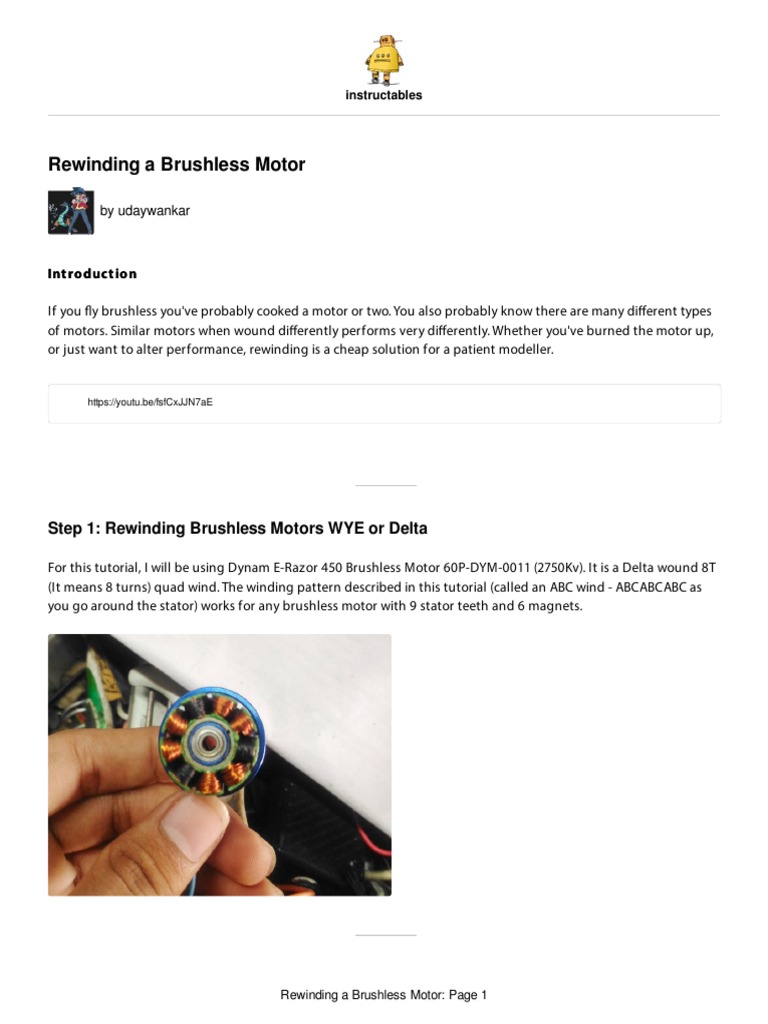 Rewinding a Brushless Motor Guide | PDF | Electric Motor | Mechanical ...