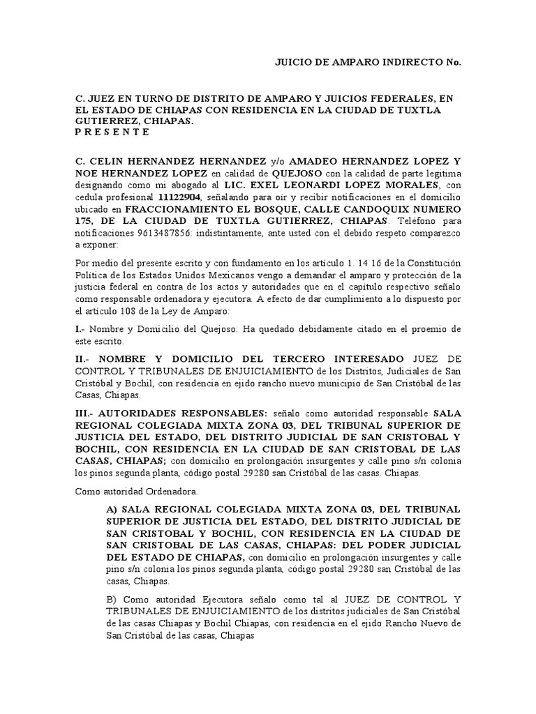 Amparo Indirecto en Chiapas: Caso Penal | PDF | Caso de ley | Juez