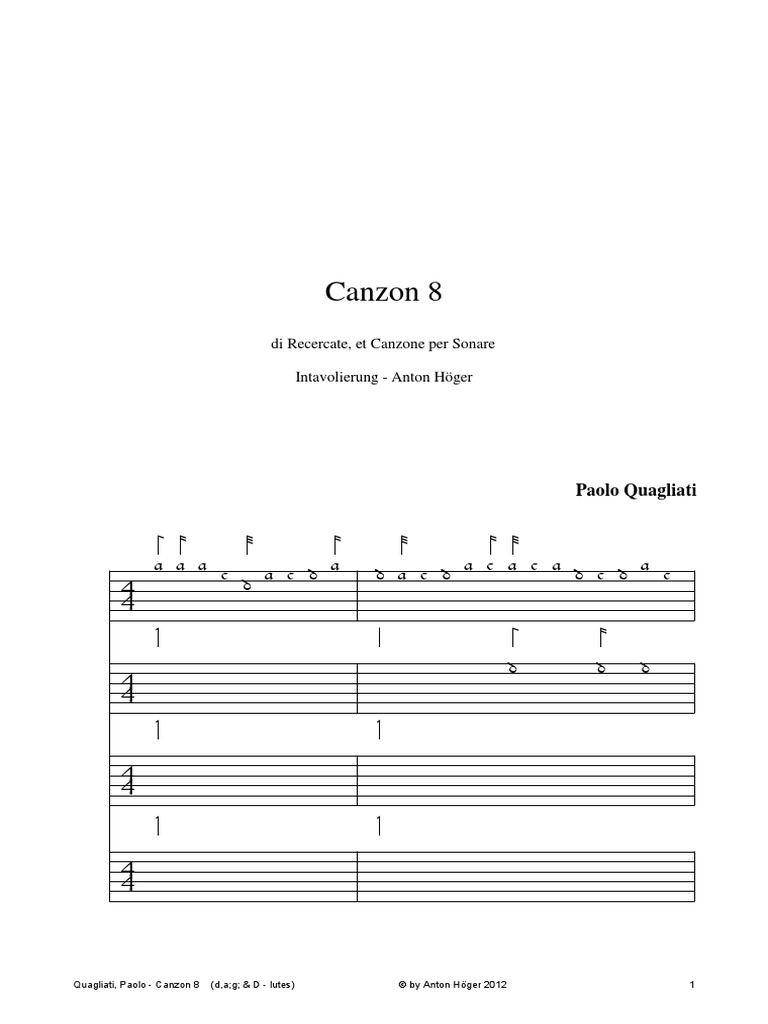 Lute Score (Tablature) PDF