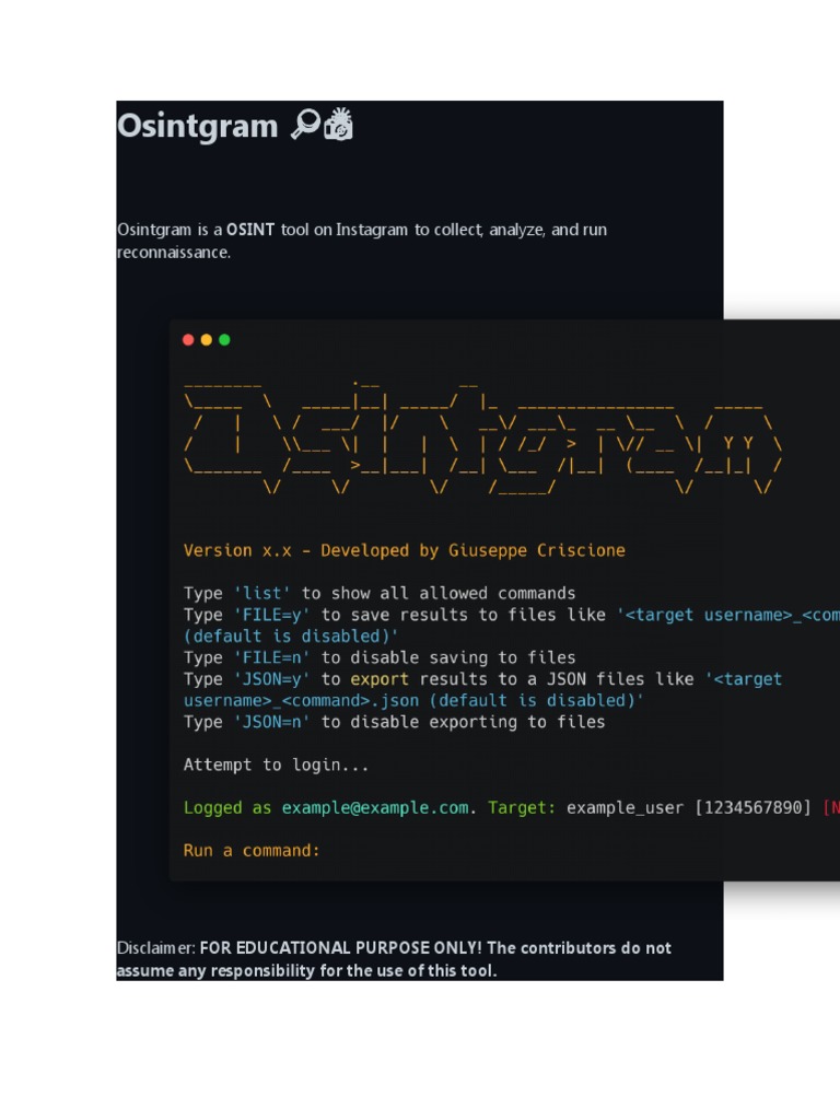 Osintgram : Osintgram Is A OSINT Tool On Instagram To Collect, Analyze ...