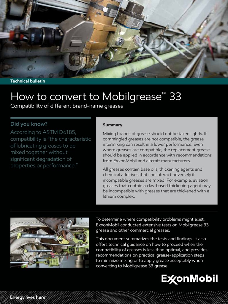 Lithium Complex Grease Compatibility ExxonMobil Aviation PDF Pump