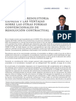 La Cláusula Resolutoria Expresa y Las Ventajas Sobre Las Otras Formas Convencionales de Resolución Contractual