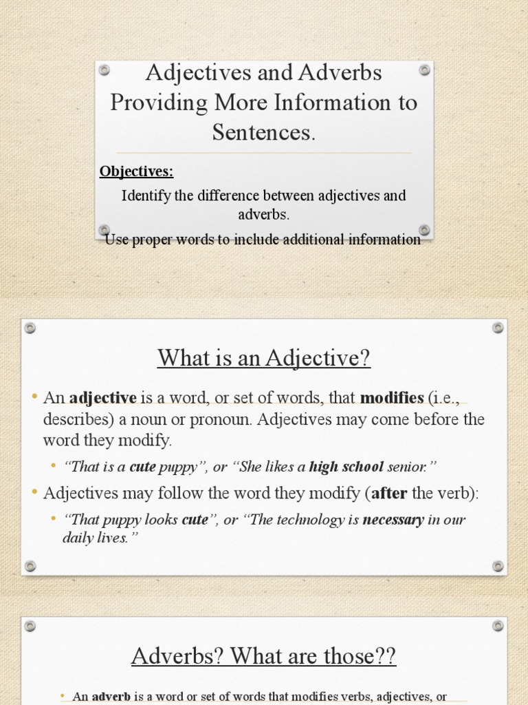 Understanding Adjectives and Adverbs | PDF | Adverb | Adjective