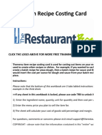 The Restaurant Boss Toolkit Costing Card - Menu Item