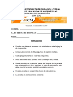 Examen de Matemáticas para Ingenierías de la ESPOL 2011-2012