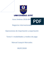 Tarea V Modalidades y Medios de Pagos de Operaciones de Epor y Impor