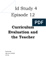 Field Study 4 Episode 12: Curriculum Evaluation and The Teacher