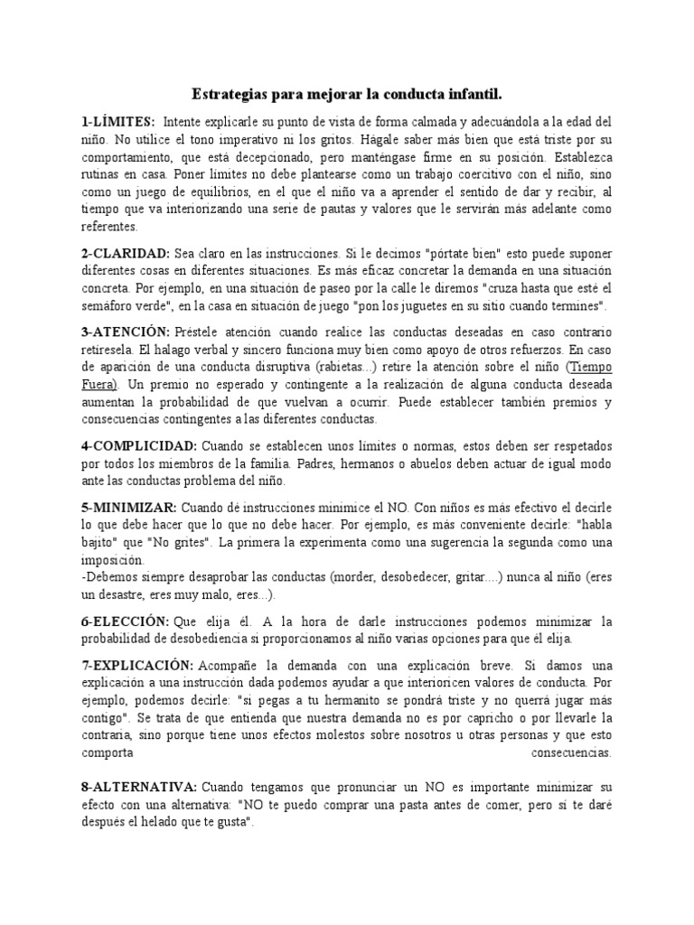 Estrategias para Mejorar La Conducta Infantil | PDF | Comportamiento ...