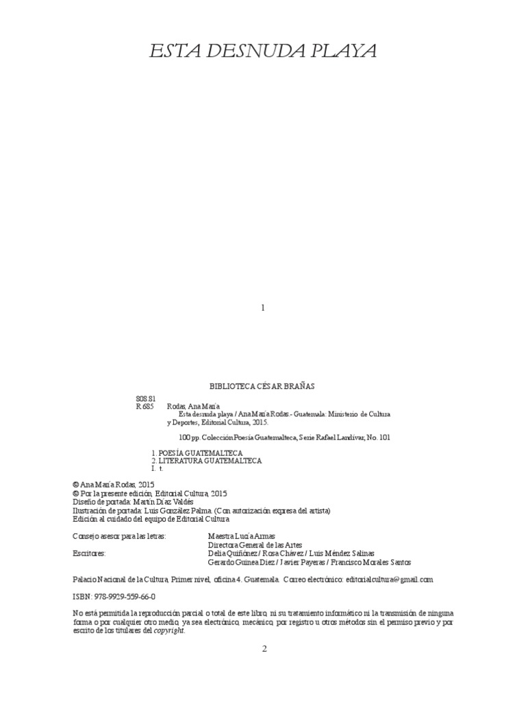 ANA MARIA RODAS Esta-Desnuda-Playa | PDF | Amor | Guatemala
