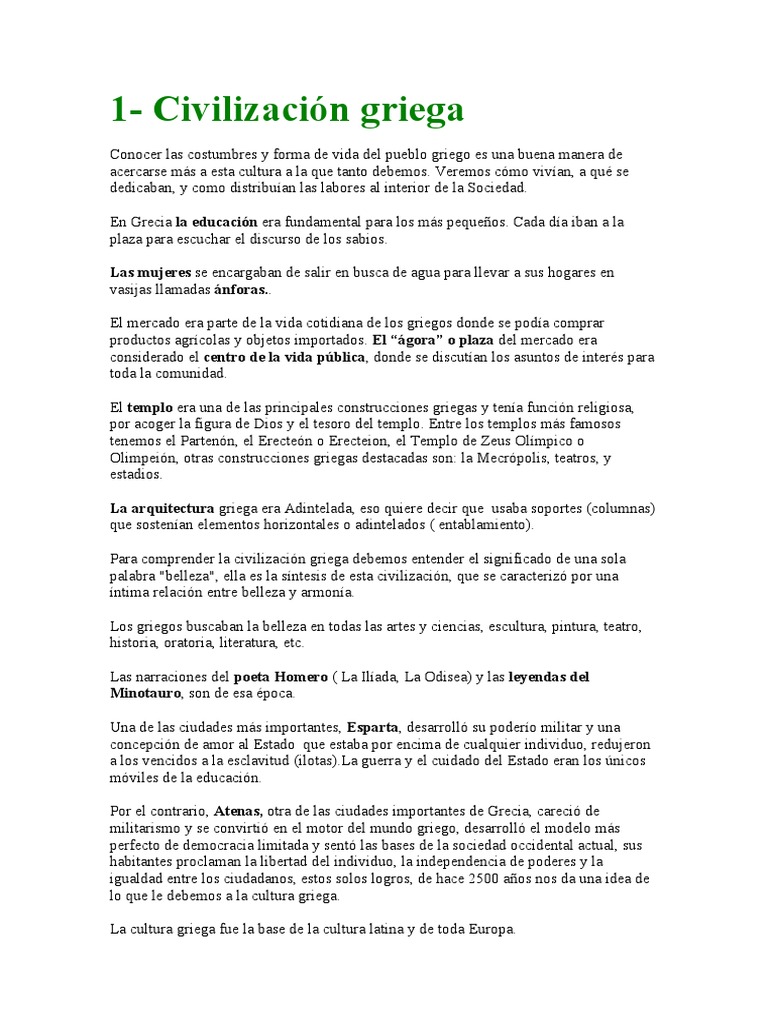 Características de la civilización griega | PDF | Antigua Grecia | Grecia
