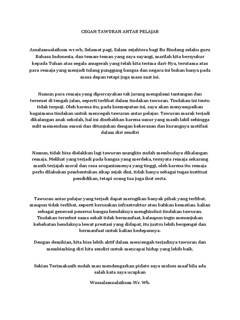 Pidato Anti Tawuran PDF