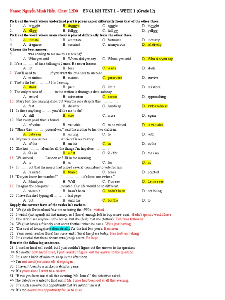 Grade 12 English Test 1 | PDF | Sherlock Holmes