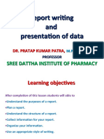 Report Writing and Presentation of Data