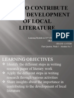 How To Contribute To The Development of Local Literature