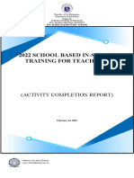 "2022 School Based In-Service Training For Teachers": (Activity Completion Report)