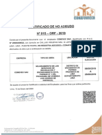 Certificado de N o Adeudo Nº015 - 20600458532 - Cemevecsac - 2020
