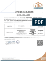 Certificado de N o Adeudo Nº016 - 20600458532 - Cemevecsac - 2020