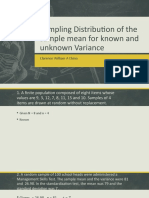 Sampling Distribution of The Sample Mean For Known and Unknown Variance