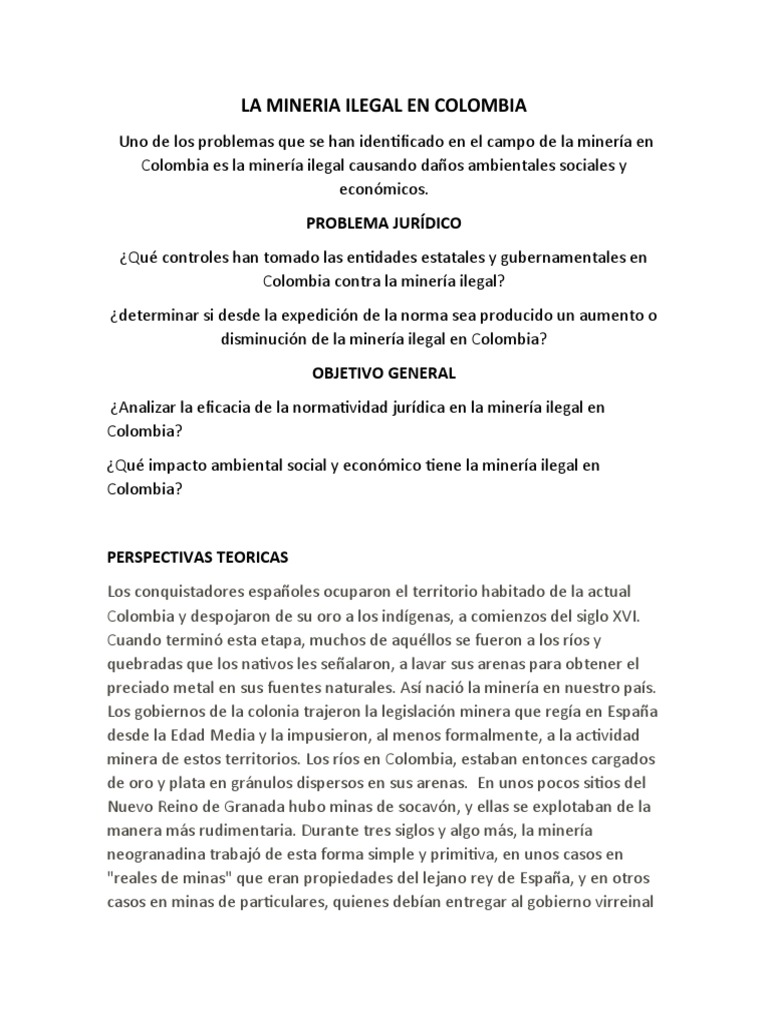 Efectos de la Minería Ilegal en Colombia | PDF | Minería | Colombia