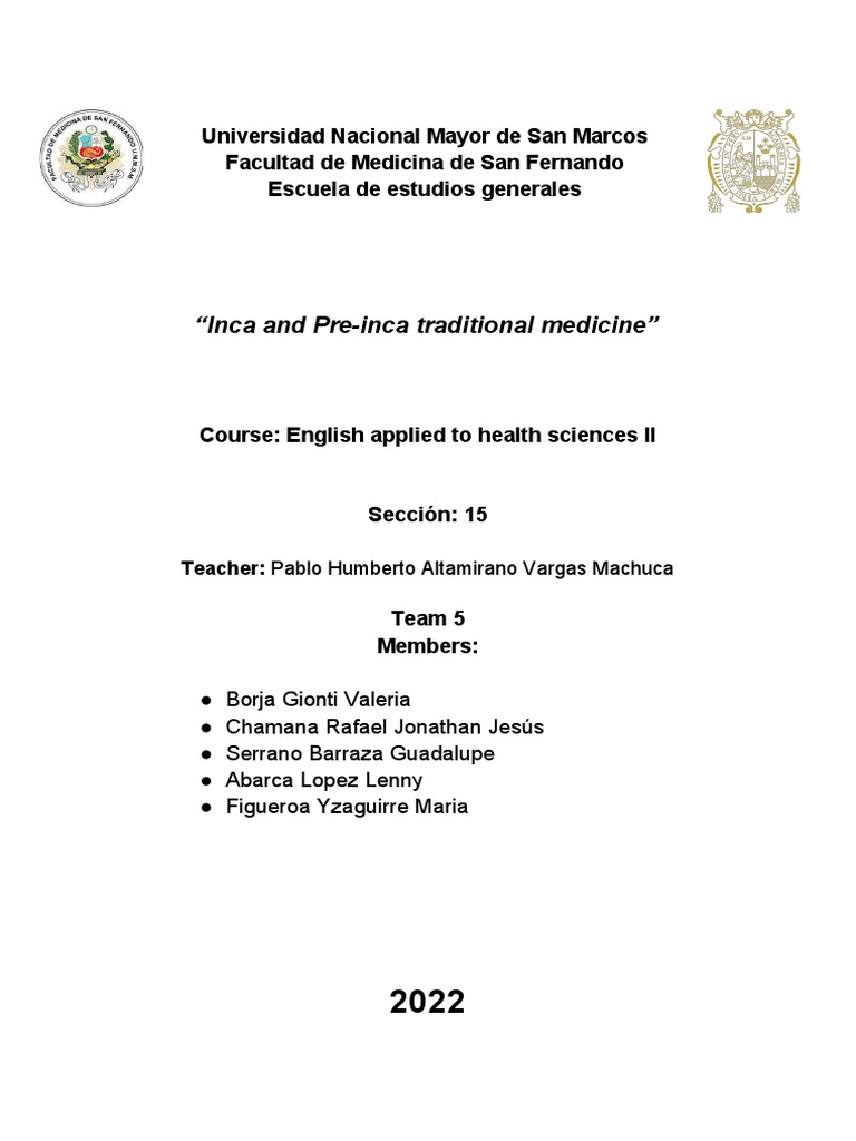 Inca and PreInca Medicine PDF Surgery Alternative Medicine