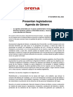 Presentan Legisladoras de Morena Agenda de Género Incorpora Los Enfoques de Derechos Humanos, Género, Justicia y Diversidad Sexual