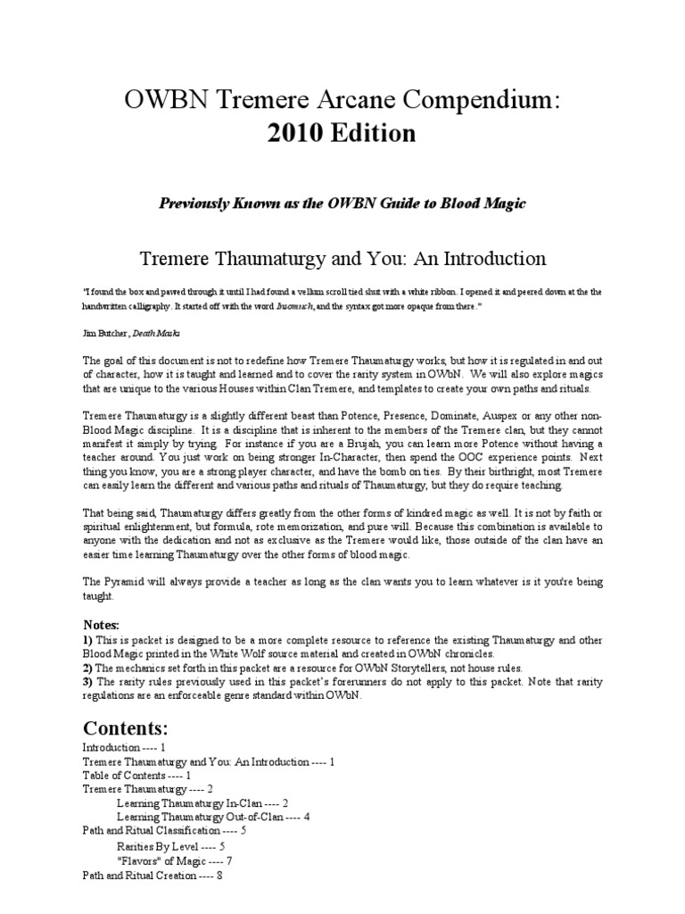 Tremere Thaumaturgy: A Comprehensive Guide | PDF | Law