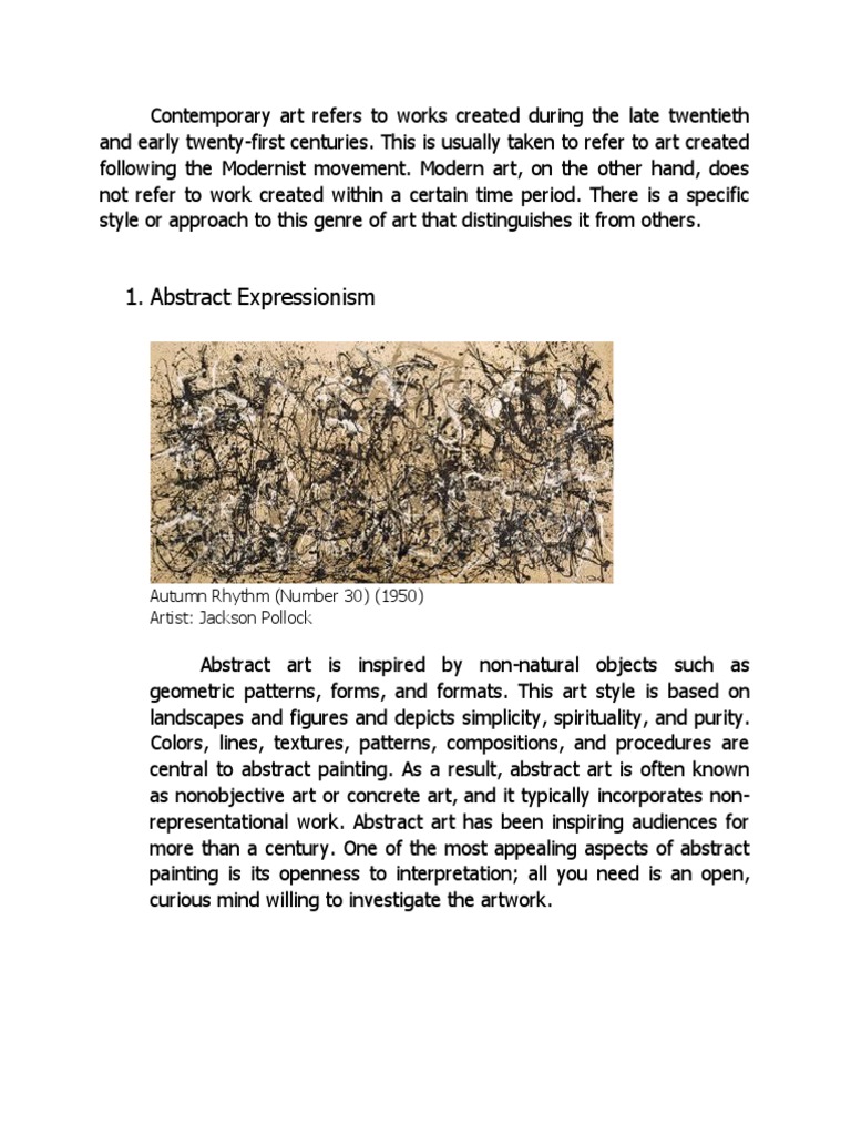 Art Styles in Contemporary Art | PDF | Abstract Art | Paintings