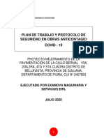 Plan de Trabajo y Protocolo de Seguridad en Obras Bernal
