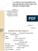 Working Capital Management of Jayachandra Bearings India Private Limited, Coimbatore