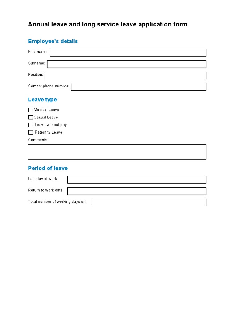 Leave Application Form Template | PDF