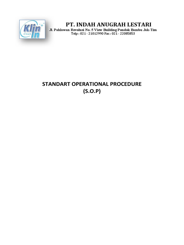 Sop Cleaning Service Pt. Ial | PDF