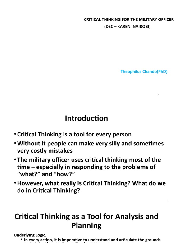 Critical Thinking For The Military Officer (DSC - Karen: Nairobi) | PDF ...
