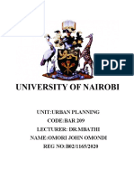 Unit:Urban Planning CODE:BAR 209 Lecturer: DR - Mbathi Name:Omori John Omondi REG NO:B02/1165/2020
