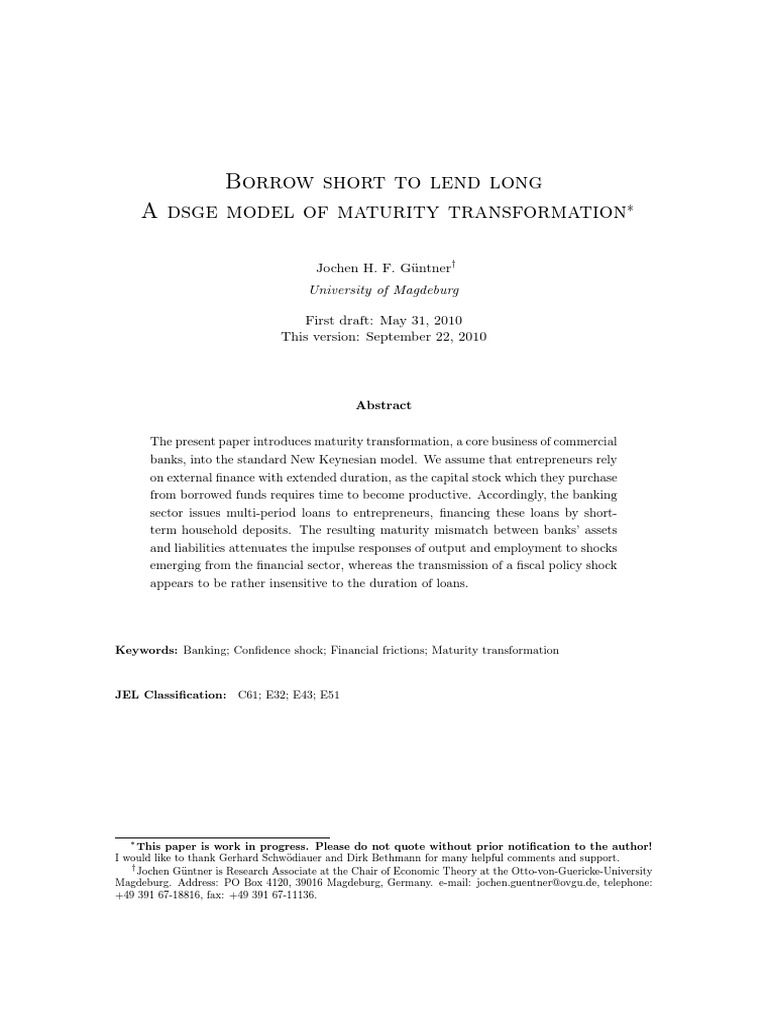 Maturity Transformation in Banking Models | PDF | Interest | Banks