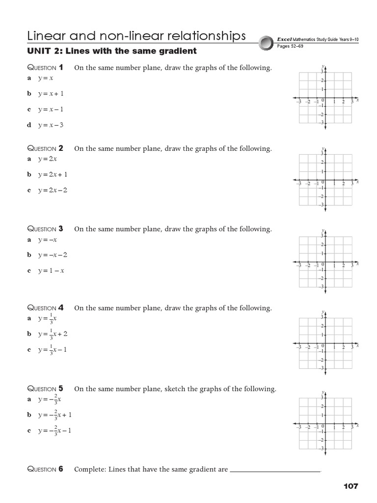 Linear and Non-Linear Relationships: UNIT 2: Lines With The Same ...