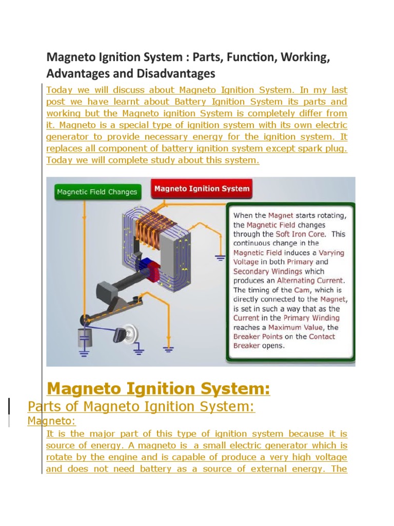 Ignition System Parts, Function, Working, Advantages and