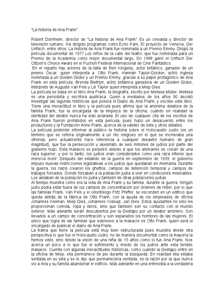 La Historia de Ana Frank | PDF
