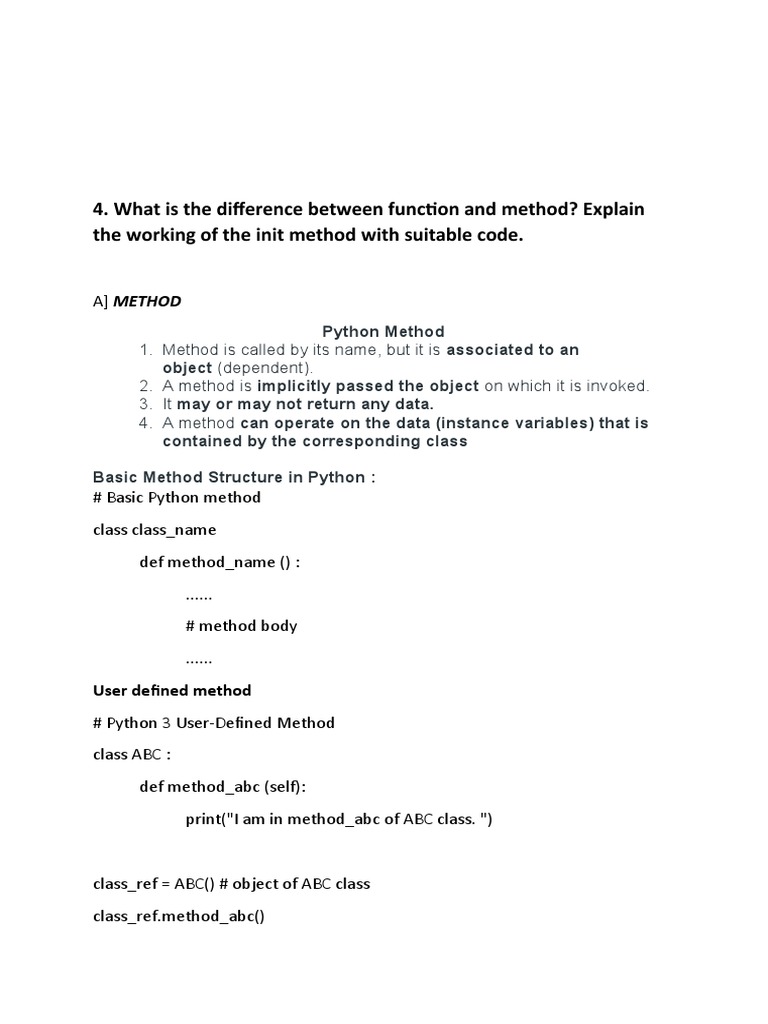 What Is The Difference Between Function and Method? Explain The Working ...