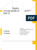 Monthly Details For The Month of Feb'21: Industrial Relation Department