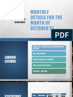Monthly Details For The Month of October'21: Industrial Relation Department