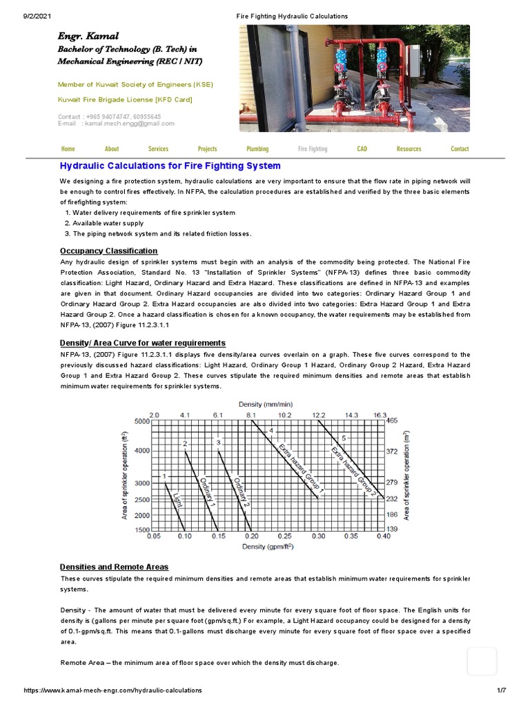 Fire Fighting Hydraulic Calculations PDF Fire Sprinkler System