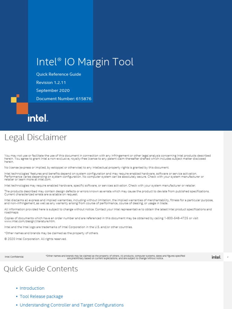 Intel® IO Margin Tool: Quick Reference Guide Revision 1.2.11 September ...