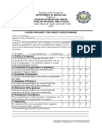 Validation Sheet For Survey Questionnaire