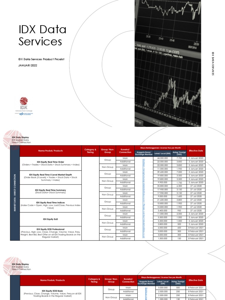 IDX Data Services Pricing Overview | PDF | Stocks | Bonds (Finance)
