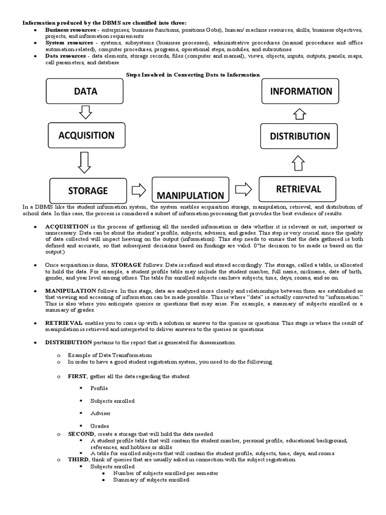 Information Produced by The DBMS Are Classified Into Three | PDF ...