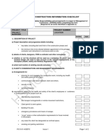 Pre-Construction Information Checklist: Project Title Project Number Project Manager Location