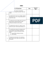 Index: S. No. Aim of Experiment Date Teacher's Sign